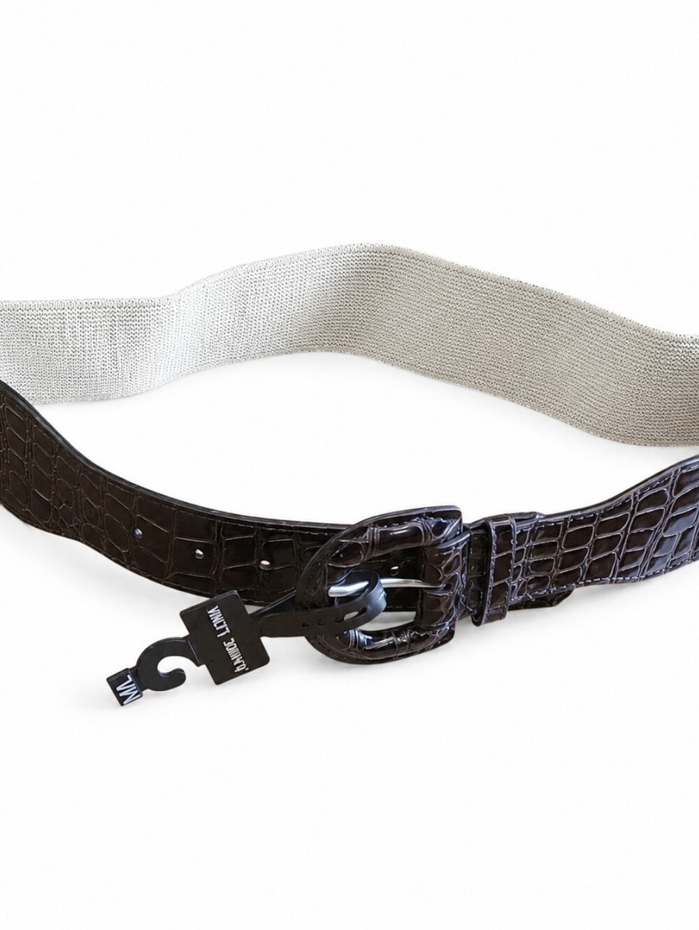AMIEE LYNN Belt NWT Faux Croc Embossed Leather w/ Stretch Material sz M/L